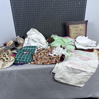 Vintage Linens  Doilies, Flour Sacks, Pillows etc. 