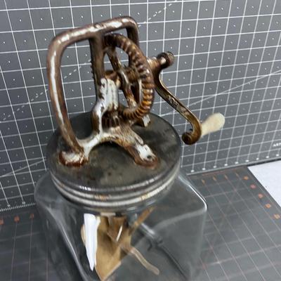 Antique Butter Churn 4 Quart Jar