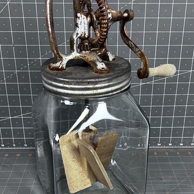 Antique Butter Churn 4 Quart Jar
