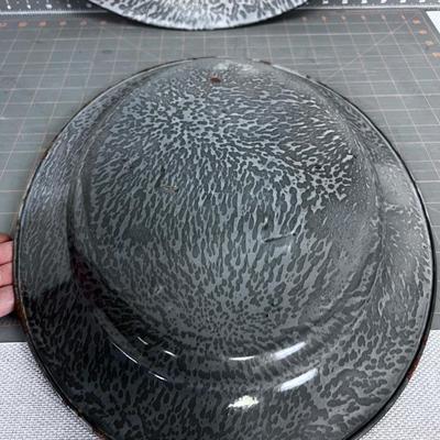 Antique Grey Graniteware Serving Platters