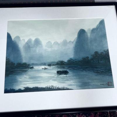Japanese Water Color, Framed and Matted 