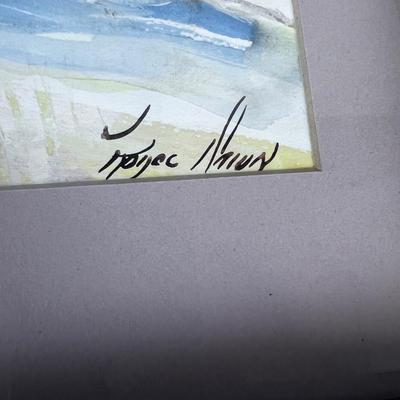 Framed and Matted Watercolor Cabin in the Woods Mixed Media and Acrylics 