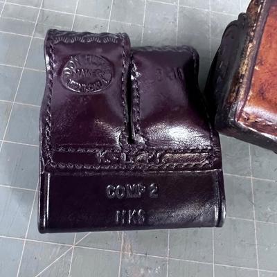 Brown Leather Magazine Holders Basket Weave