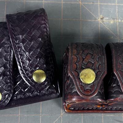 Brown Leather Magazine Holders Basket Weave