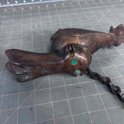 MUGHAL, India Antique Cast Bronze Hanging Oil Lamp 