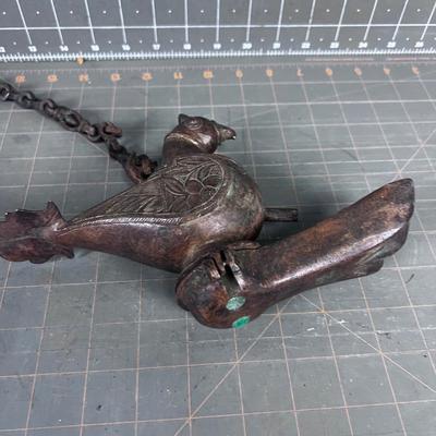 MUGHAL, India Antique Cast Bronze Hanging Oil Lamp 