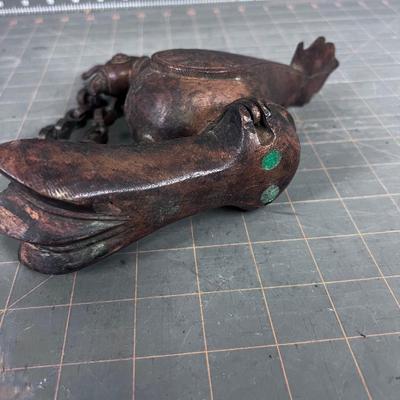 MUGHAL, India Antique Cast Bronze Hanging Oil Lamp 