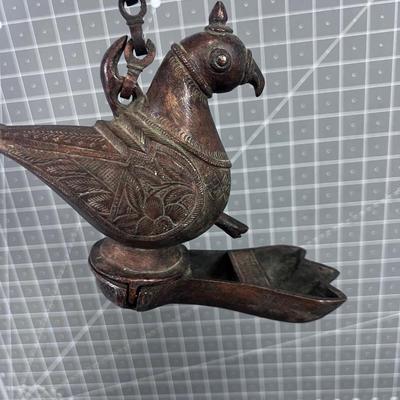MUGHAL, India Antique Cast Bronze Hanging Oil Lamp 