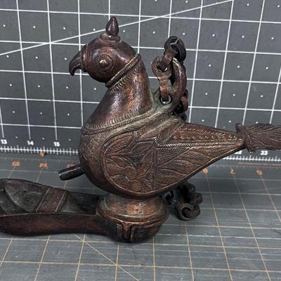 MUGHAL, India Antique Cast Bronze Hanging Oil Lamp 