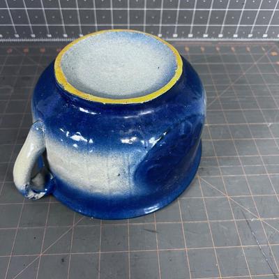 Antique Stoneware Chamber Pot, Navy & white 