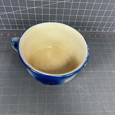 Antique Stoneware Chamber Pot, Navy & white 