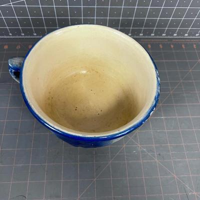 Antique Stoneware Chamber Pot, Navy & white 