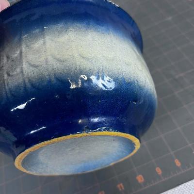 Antique Stoneware Chamber Pot, Navy & white 