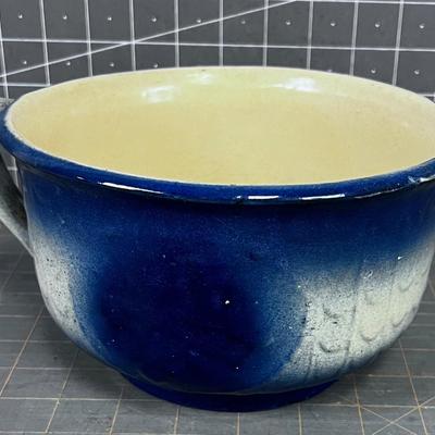 Antique Stoneware Chamber Pot, Navy & white 