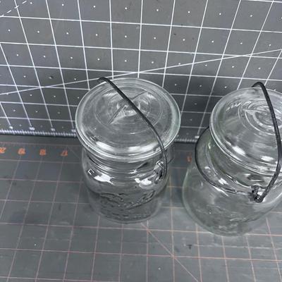 2 Antique Ball Pint Jars with Wire Bales