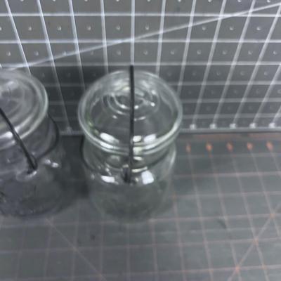 2 Antique Ball Pint Jars with Wire Bales