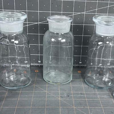 Apothecary Bottles (5) with 4 Stoppers