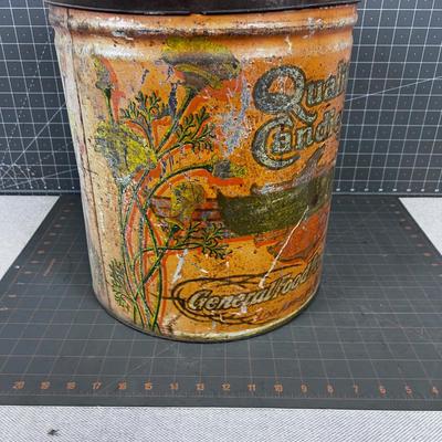 Antique Candy Tin,  Large Peach Color