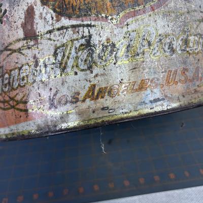 Antique Candy Tin,  Large Peach Color