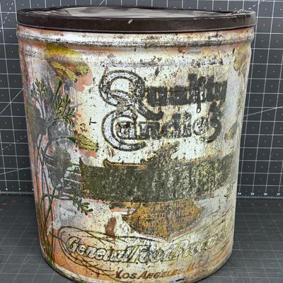 Antique Candy Tin,  Large Peach Color