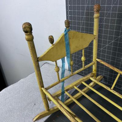 Antique Victorian Stick and Ball Doll Bed