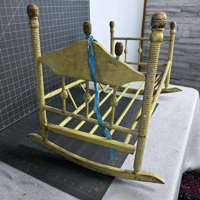 Antique Victorian Stick and Ball Doll Bed