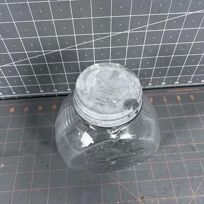 Antique Jumbo Brand Peanut Butter Jar with Zinc Lid