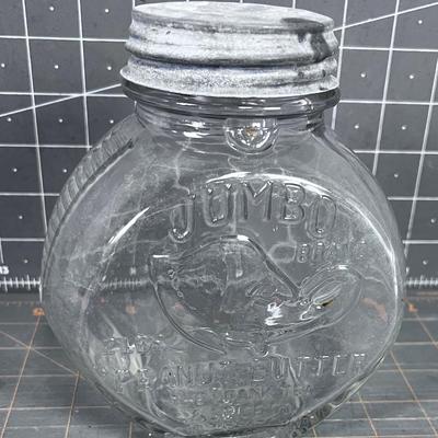 Antique Jumbo Brand Peanut Butter Jar with Zinc Lid