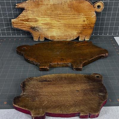 Hand Crafted Wood Pig Cutting Boards (3)