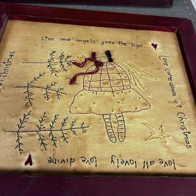 Embroidered Framed Pieces of Fabric (2)