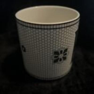 Anthropologie Initial Mug K Coffee Cup Monogram White Black Letter Retro