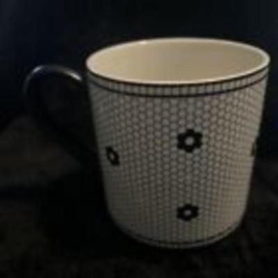 Anthropologie Initial Mug K Coffee Cup Monogram White Black Letter Retro