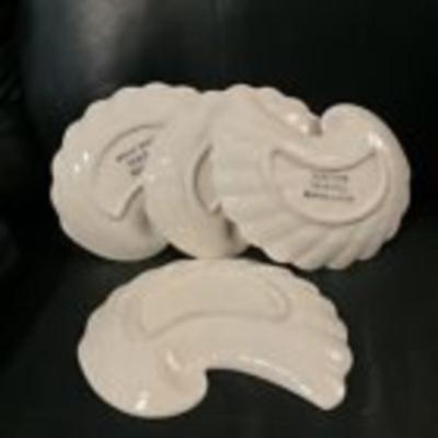 4 Vintage Seashell Plates By Shafford Dessert Appetizer Dish Serving Decor 7"