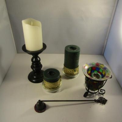 Collection of Candles and Candle Holders