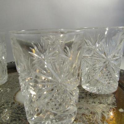 Crystal Cocktail Set with Silver Plated Tray
