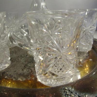 Crystal Cocktail Set with Silver Plated Tray