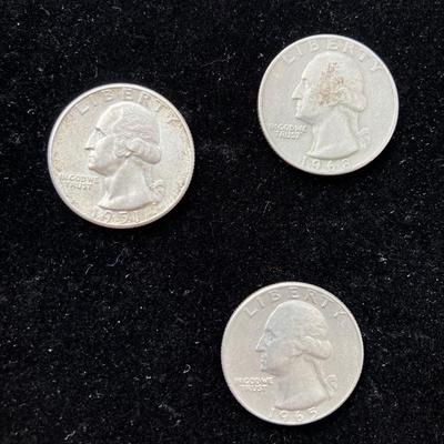 Three Washington Quarters Vintage Coins
