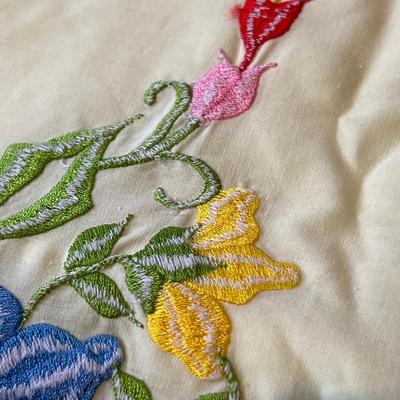 Vintage Hand Embroidered Tablecloth From Philippines 72â€x120â€