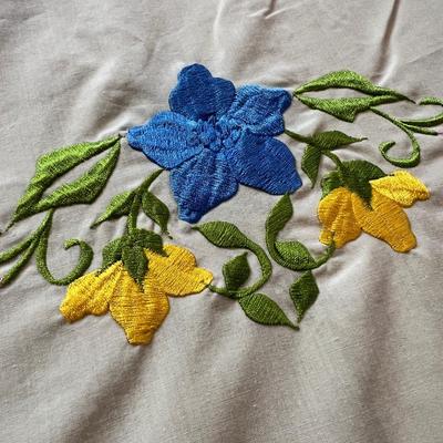 Vintage Hand Embroidered Tablecloth From Philippines 72â€x120â€
