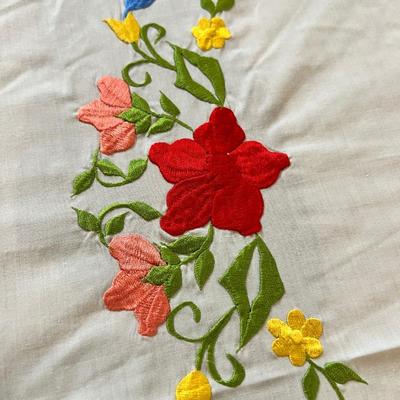 Vintage Hand Embroidered Tablecloth From Philippines 72â€x120â€