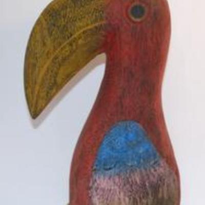 Toucan Style Wood Bird 12" H x 5" W