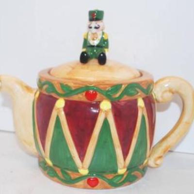 Large "Mustached Nutcracker" Colorful Tea Pot 6" H