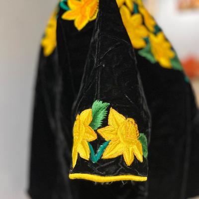Vintage Guatemalan Huipil Velvet Embroidered Top