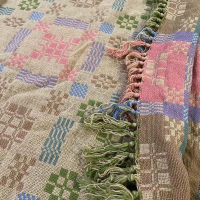 Vintage Welsh Wool Tapestry Bedcover 95â€x65â€