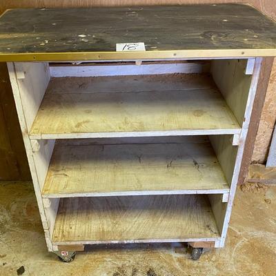 Wood Work Bench on Casters