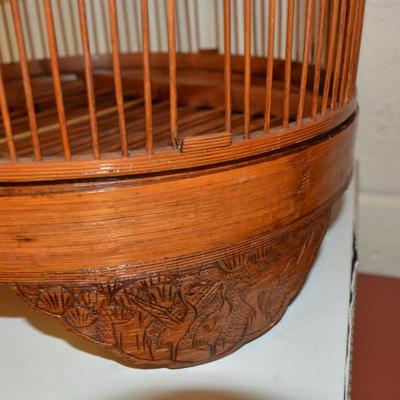 Vintage Teak Birdcage with Beautiful Hand Carved Detailing