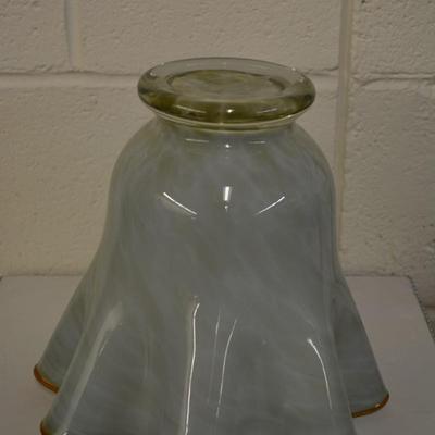 Vintage Translucent Seafoam Green Vase with Ruffled Scallop Rim 9"