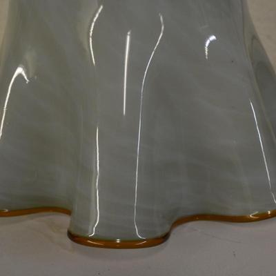 Vintage Translucent Seafoam Green Vase with Ruffled Scallop Rim 9"