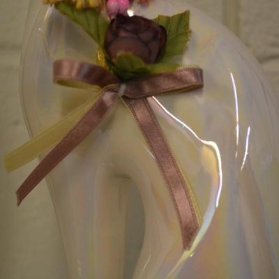 Pair of Vintage 1970's Iridescent Cat Statues Decor 12"