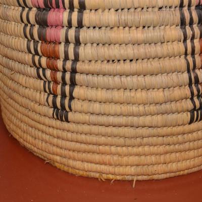 1990's Doum Palm Hand Woven Basket and Lid NW Kenya